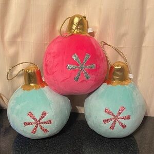 Christmas Plush Ornament Set - Pink and Blue